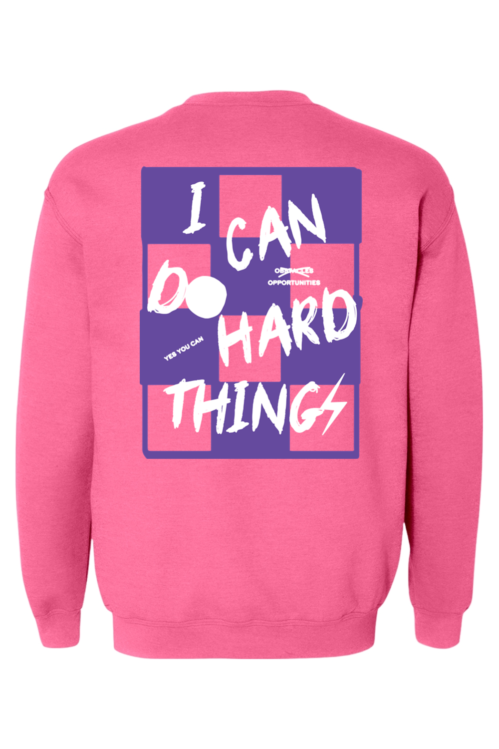 PREORDER Safety Pink + Purple/White "I Can Do Hard Things" Sweatshirt